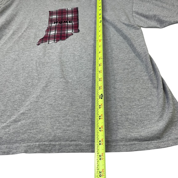 Jerzees Indiana Home Plaid Patch Long Sleeve T-Shirt Mens XL Gray Heavyweight - Picture 9 of 11
